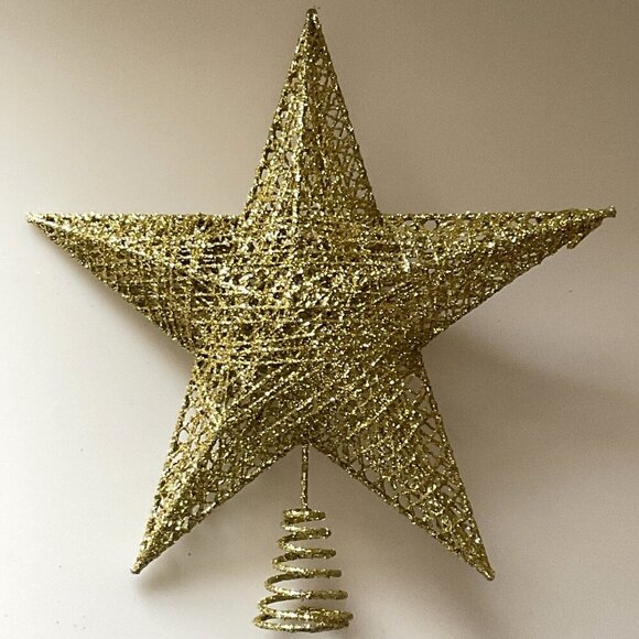 CHRISTMAS TREE TOPPER GLITTERED GOLD STAR (10'') - Picture 3 of 10
